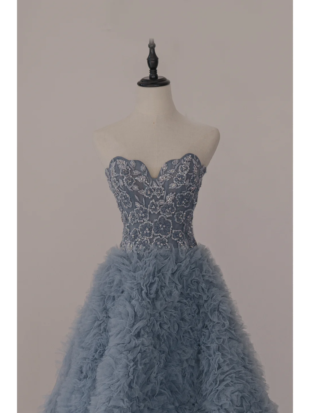 Unique Ball Gown Sweetheart Gray Tulle Long Prom Dresses Inspiration Party Dress 18th Birthday Outfit Graduation Dress RB1105