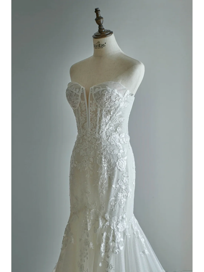 Romantic Mermaid Sweetheart Lace Corset White Wedding Dress Styles Long Bridal Gown Wedding Gowns RB1120