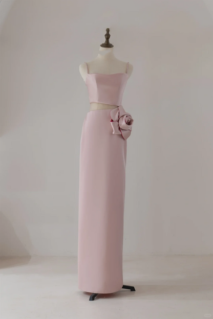 Modest Trendy Sheath Spaghetti Straps Pink Plain Prom Dresses Long Senior High School Dance Party Dress RB1122