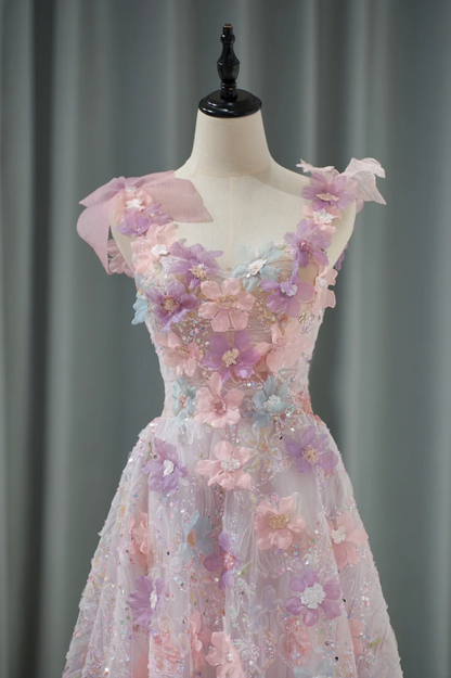 Sweet Ball Gown Sweetheart Pink Lace Flowers Long Prom Dresses Inspiration Party Dress 21st Birthday Outfit Graduation Dress RB1135