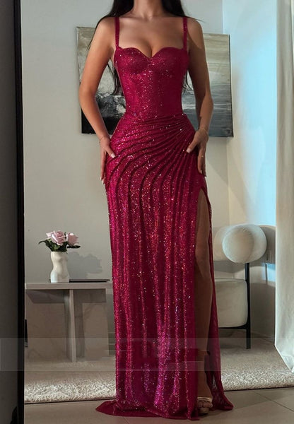 Modest Mermaid Spaghetti Straps Sequins Silver Prom Dresses Inspiration Prom Dress Graduation Dress RB1169