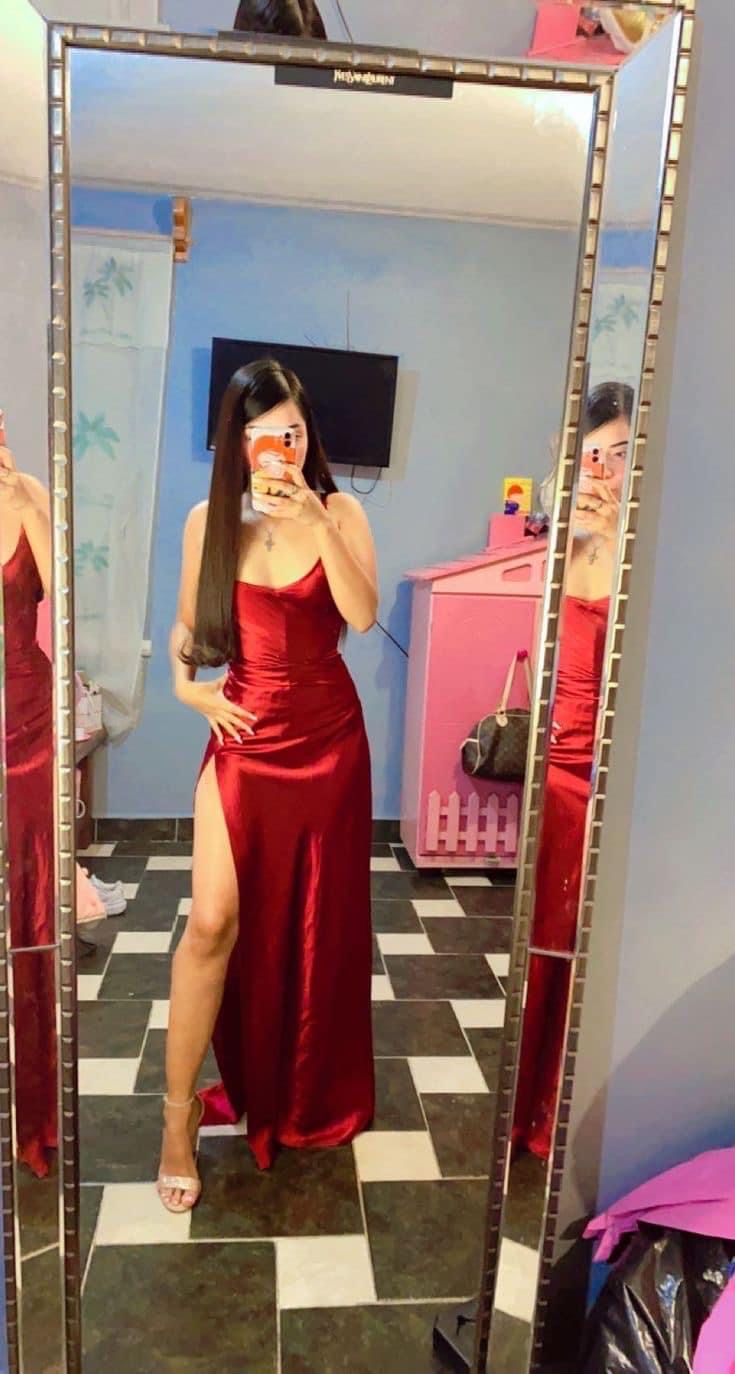 Modest Mermaid Spaghetti Straps Red Slit Plain Prom Dresses Long Party Dress Birthday Outfit Teenagers Graduation Dress RB1181