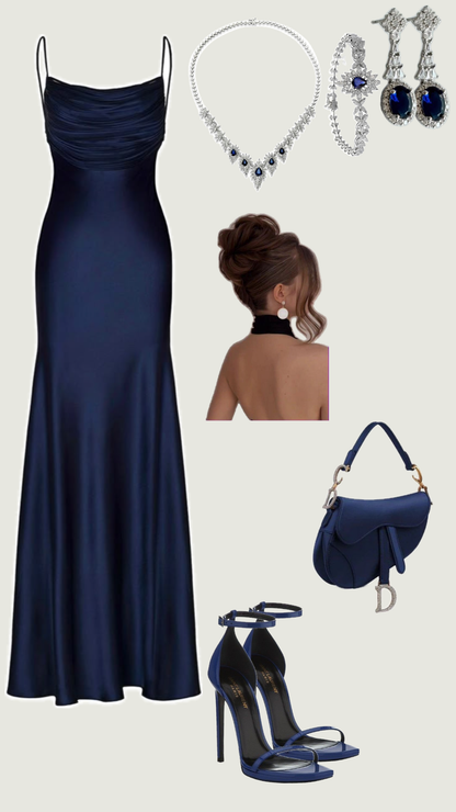 Sexy Mermaid Spaghetti Straps Navy Blue Long Prom Dresses Inspiration Party Dress 21st Birthday Outfit Graduation Dress RB1199