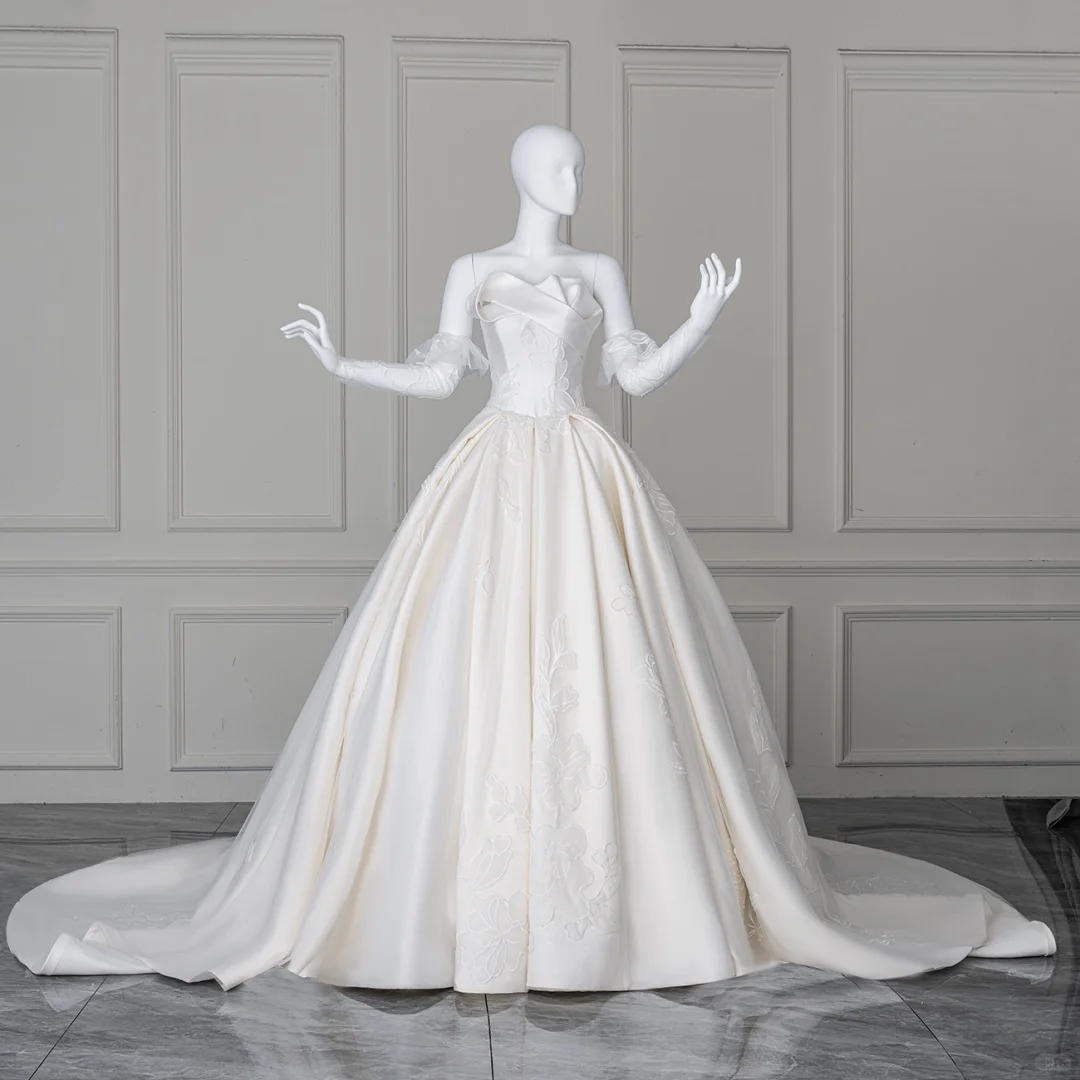 Modest Ball Gown Sweetheart With Long Sleeves Fitted Lace Corset Wedding Dress Long Bridal Gown Wedding Dresses RB1207