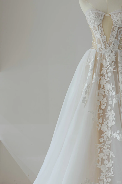 Cute Ball Gown Sweetheart With Long Sleeves Fitted Lace Corset Wedding Dress Long Bridal Gown Wedding Dresses RB1208