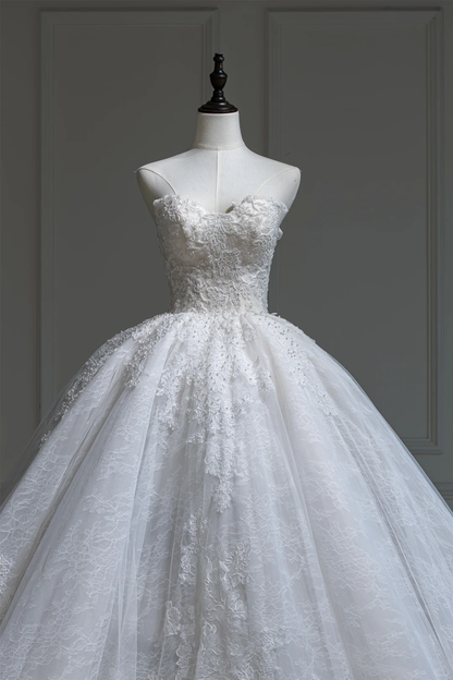 Charming Ball Gown Sweetheart White Fitted Lace Corset Wedding Dress Long Bridal Gown Wedding Dresses RB1213