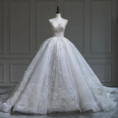 Charming Ball Gown Sweetheart White Fitted Lace Corset Wedding Dress Long Bridal Gown Wedding Dresses RB1213