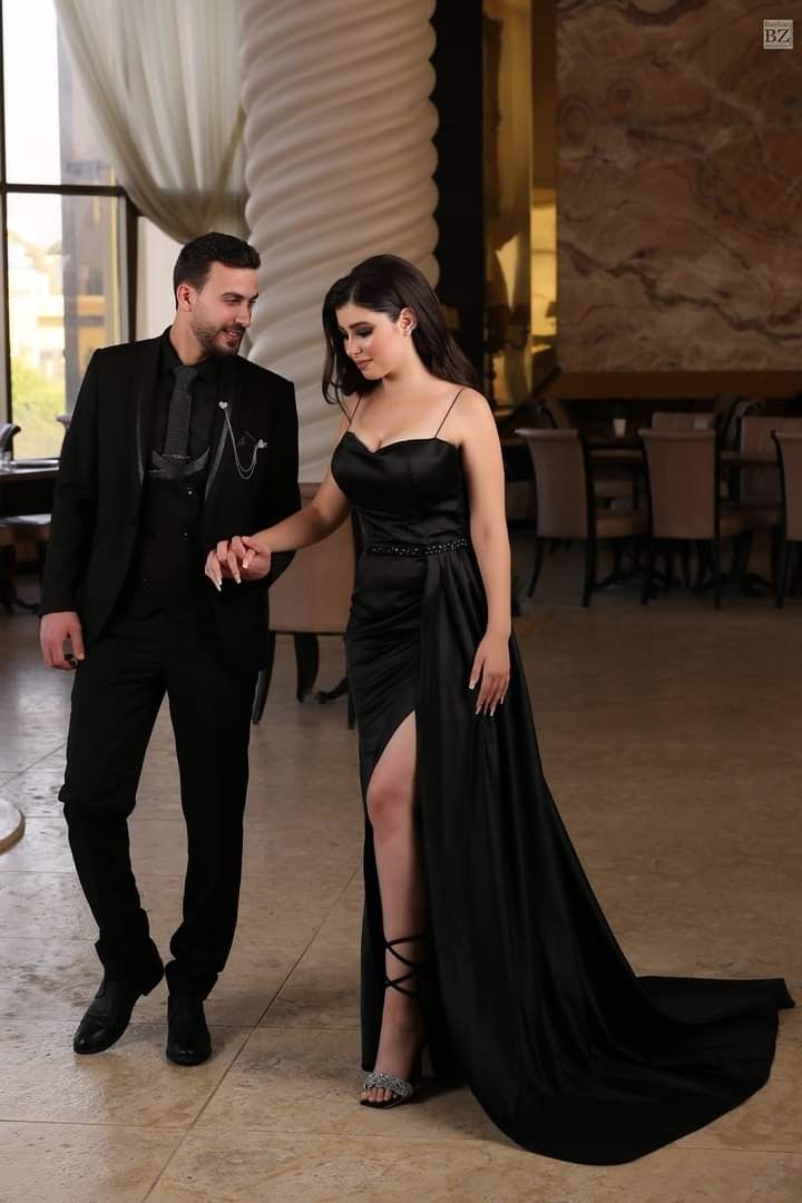 Classy Mermaid Spaghetti Straps Black Slit Satin Prom Dresses Long 18th Birthday Outfit High School Dance Party Dress RB1222