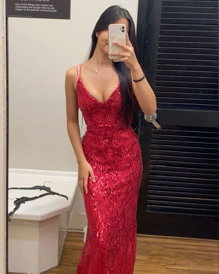 Sexy Mermaid Spaghetti Straps Hot Pink Slit Prom Dresses Long 18th Birthday Outfit High School Dance Party Dress RB1230