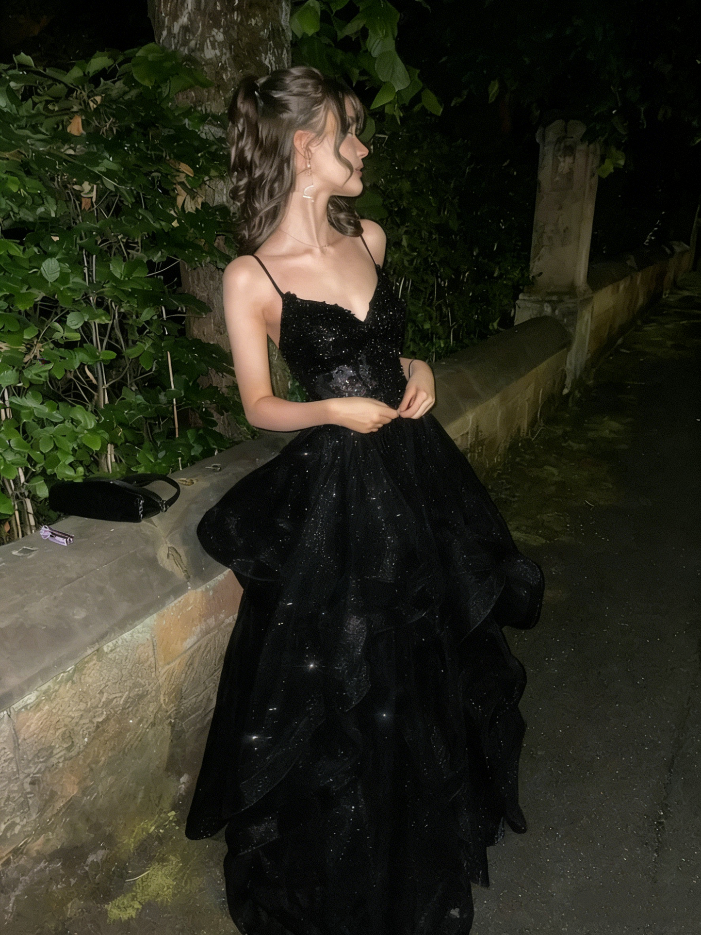 Chic Ball Gown Spaghetti Straps Navy Blue Tulle Long Prom Dresses Inspiration Party Dress Prom Gowns RB1295