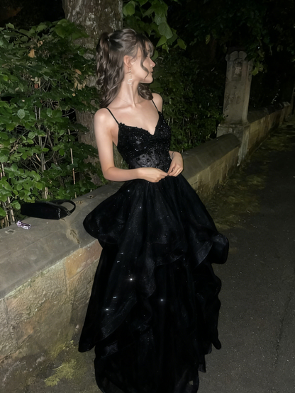 Modest long A line sweetheart dark burgundy sequins prom dress Formal Party Gown AB478