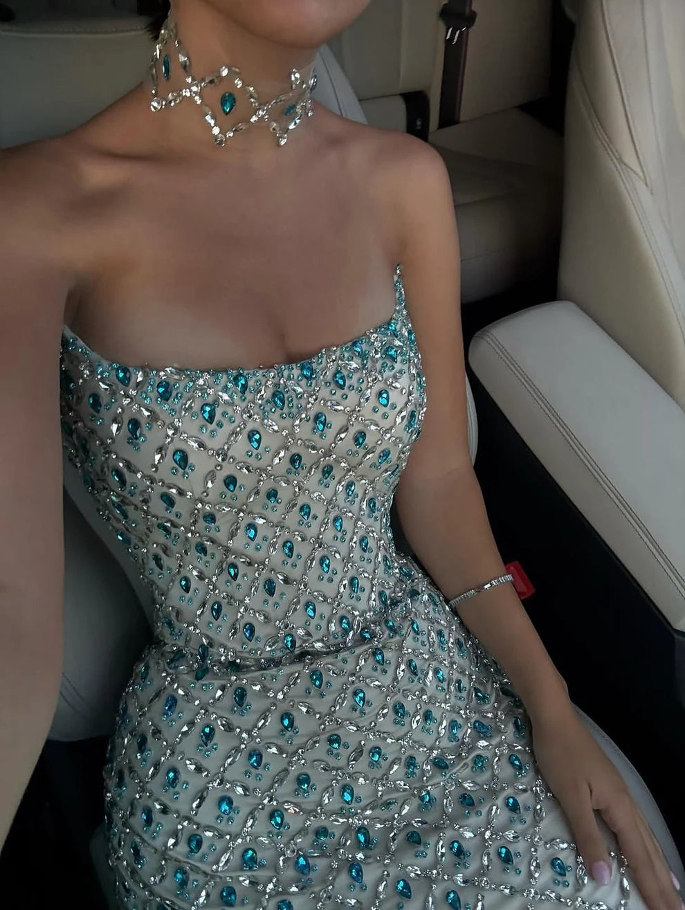 Modest Mermaid Strapless Blue Cape Sequin Long Prom Dresses Inspiration Prom Dress Senior Graduation Dress RB937