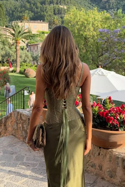 Chic Mermaid Sweetheart Neck Olive Green Satin Prom Dresses Party Dress 20th Birthday Outfits Graduation Dress RB1392