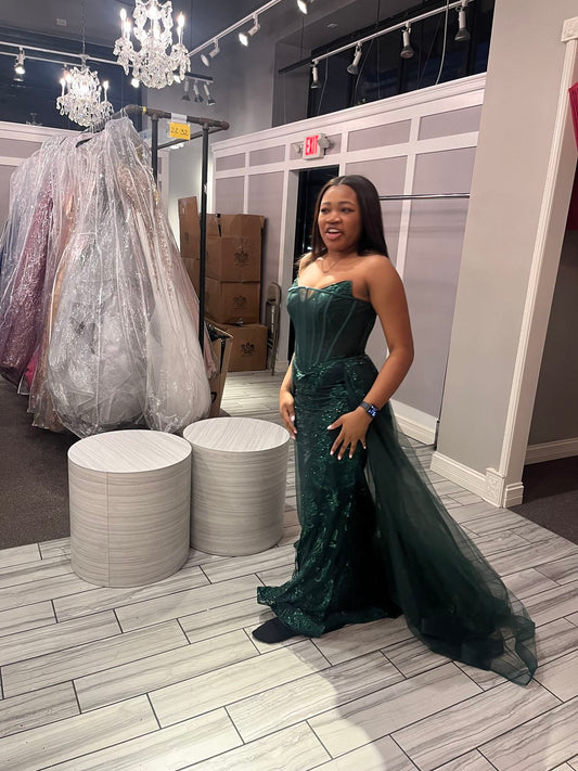 Chic Mermaid Sweetheart Green Sequin Beaded Prom Dresses Party Dress 19th Birthday Outfits Graduation Dress RB1417