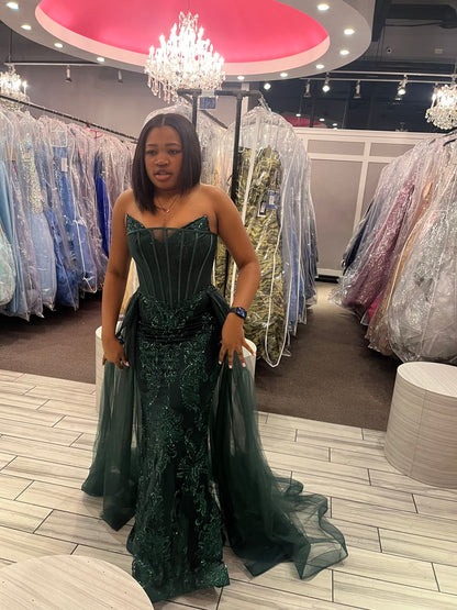 Chic Mermaid Sweetheart Green Sequin Beaded Prom Dresses Party Dress 19th Birthday Outfits Graduation Dress RB1417