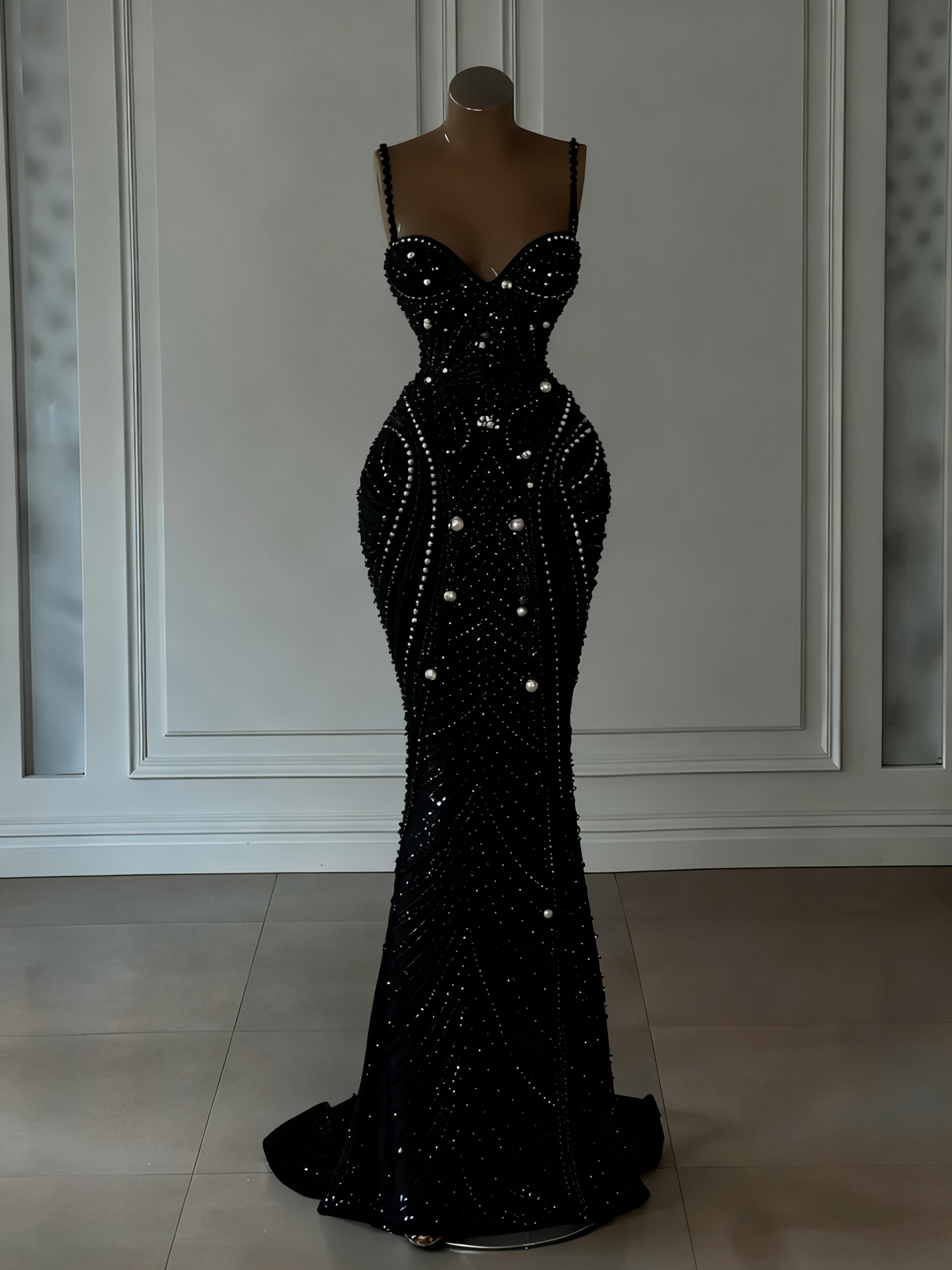 Sparkly Mermaid Spaghetti Straps White Sequin Beaded Wedding Dress Long Bridal Gown Wedding Dresses RB1442