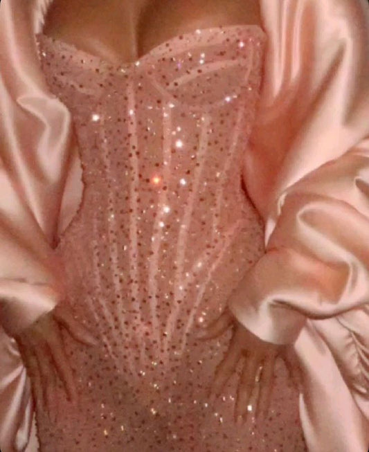 Classy Mermaid Sweetheart Pink Sequin Prom Dresses Ideas 21st Birthday Outfits Graduation Dress RB1499