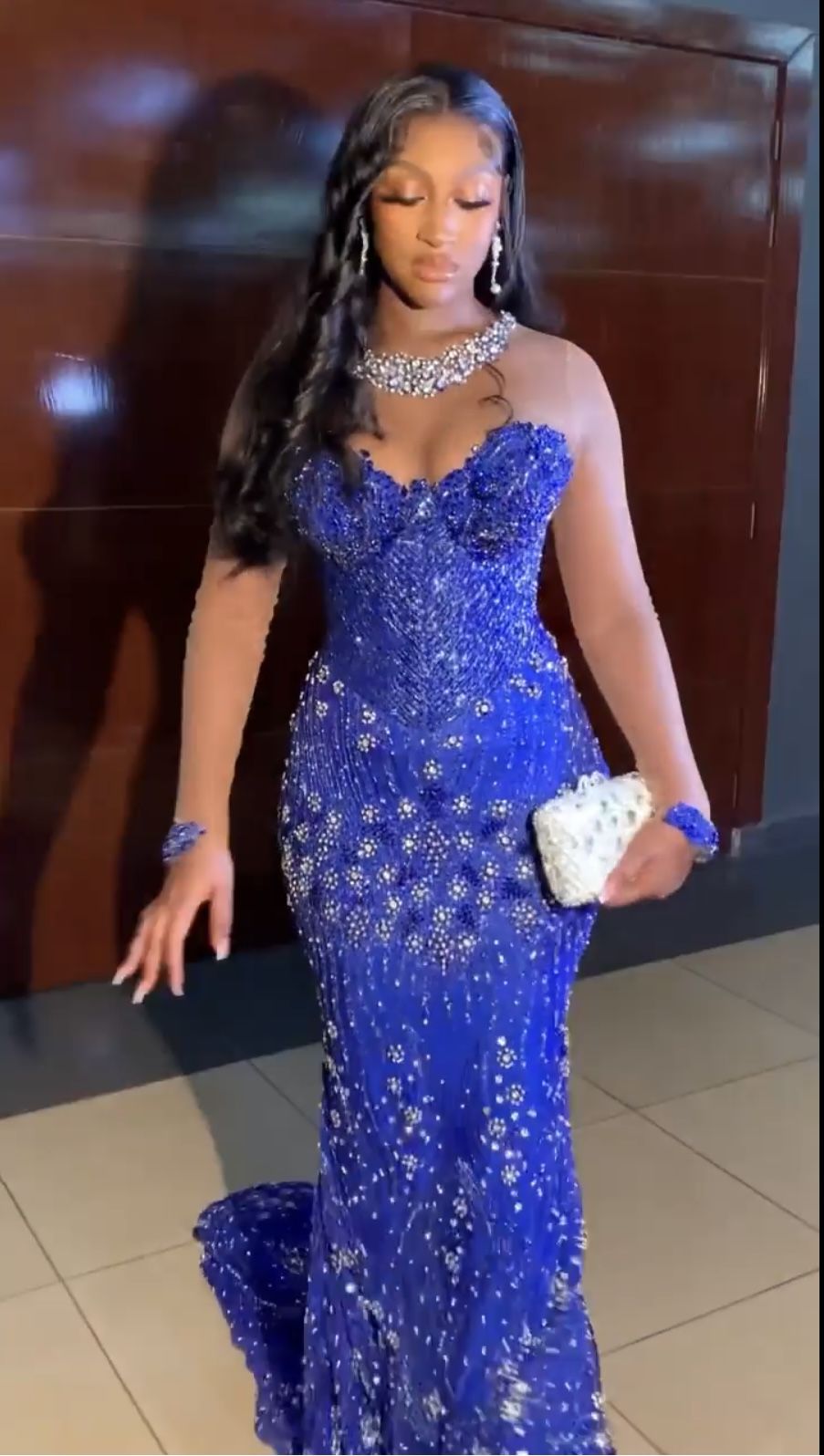 Elegant Mermaid Sweetheart Royal Blue Silver Beaded Sequin Long Prom Dresses 22th Birthday Outfits Prom Gown RB1589