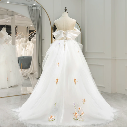 Stunning Ball Gown Off The Shoulder Fitted Corset Tulle Wedding Dress Long Bridal Gown White Wedding Gowns RB1593