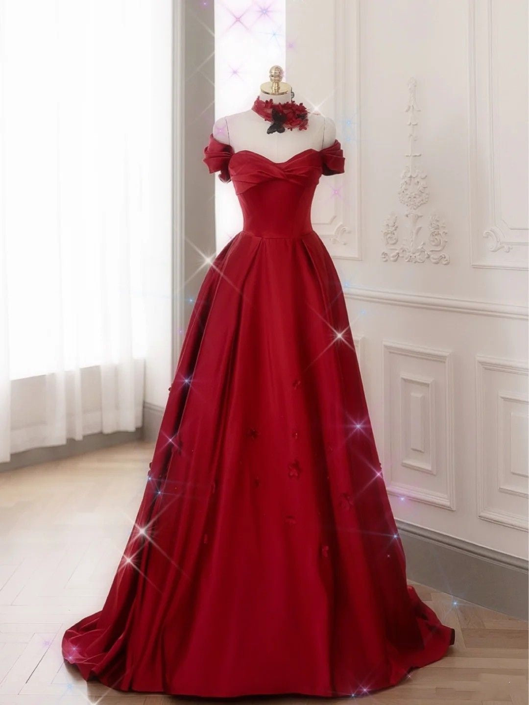 Charming Ball Gown Off The Shoulder Burgundy Satin Long Prom Dresses Impress 18th Birthday Outfits Prom Gown RB1617