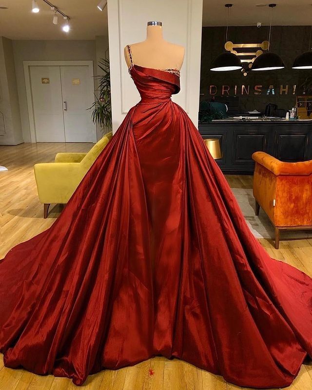 Charming Ball Gown One Shoulder Burgundy Satin Long Prom Dresses Impress 18th Birthday Outfits Prom Gown RB1622