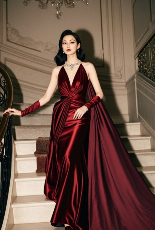 Sexy Mermaid Spaghetti Strap Burgundy Silk Satin Long Prom Dresses Impress 18th Birthday Outfits Prom Gown RB1635