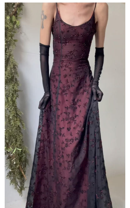 Vintage Mermaid Spaghetti Strap Burgundy Black Long Prom Dresses Impress 18th Birthday Outfits Prom Gown RB1642