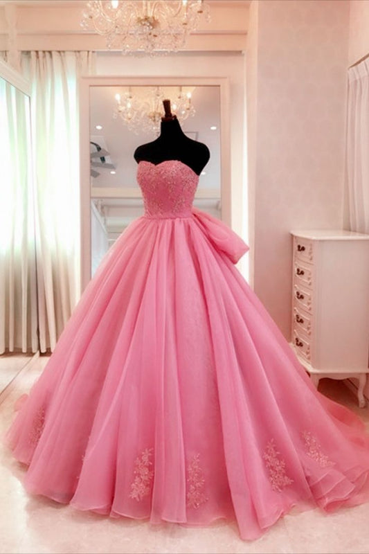 Princess Quinceanera Dresses Ball Gown Sweetheart Pink Tulle Quince Outfits Vestidos De 15 Anos Formal Long Sweet 16 Dress RB1655