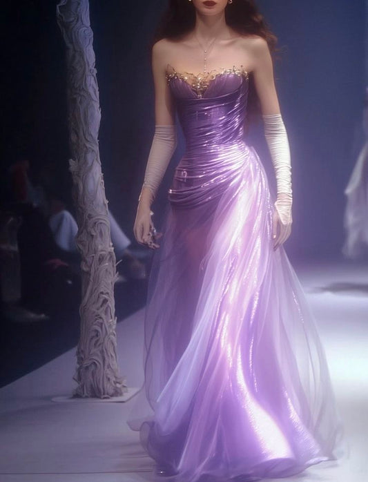 Fairy-tale Mermaid Sweetheart Light Grape Long Prom Dresses Formal Dress Birthday Outfits Prom Gown RB1700