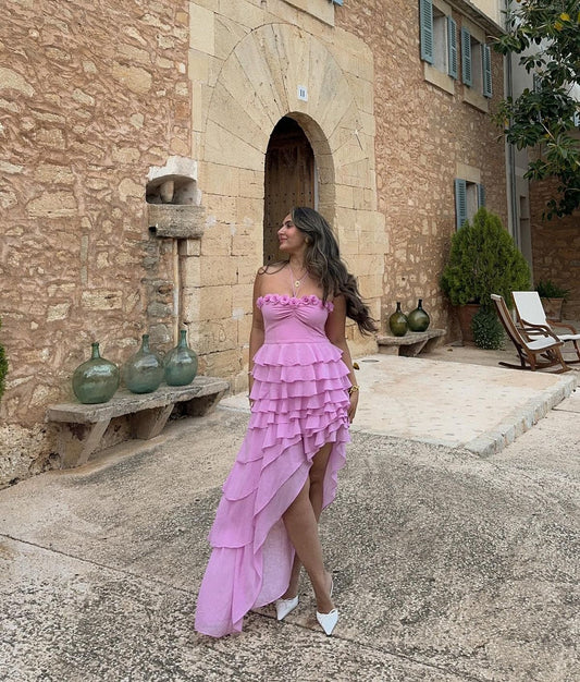Modest A line Halter Pink Chiffon Prom Dresses Long Party Dress 16th Birthday Outfits Graduation Dress RB1719