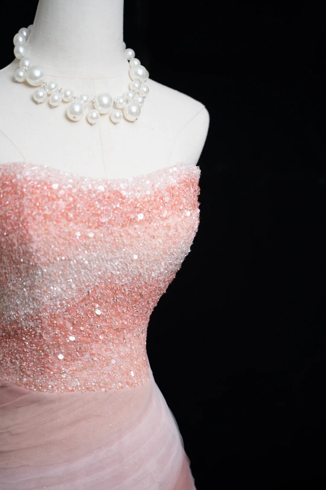 Timeless Ball Gown Strapless Pink Tulle Beaded Long Prom Dresses For Teens Formal Dress Birthday Outfits Prom Gown RB1849