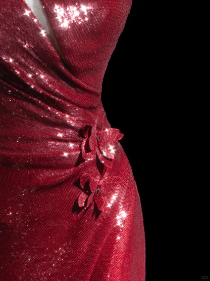 Sparkle Mermaid One Shoulder Burgundy Sequin Long Prom Dresses Impress 18th Birthday Outfits Prom Gown RB1850