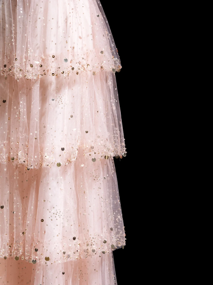Retro A Line High Neck Blush Pink Sequin Long Prom Dresses Impress 20th Birthday Outfits Prom Gown RB1872