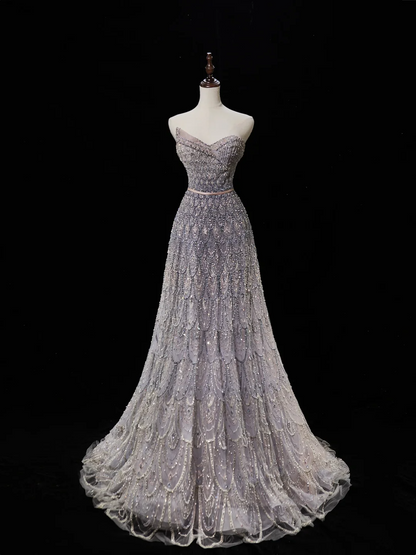 Luxury A line Sweetheart Sleeveless Sequin Beads Fitted Long Wedding Dress Bride Gown Wedding Dresses RB1877
