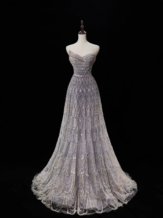 Luxury A line Sweetheart Sleeveless Sequin Beads Fitted Long Wedding Dress Bride Gown Wedding Dresses RB1877