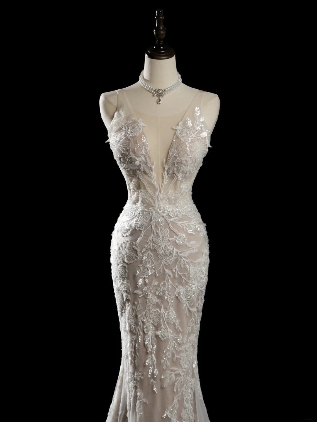 Vintage Mermaid Spaghetti Strap Sleeveless Sequin Lace Fitted Beaded Long Wedding Dress Bride Gown Wedding Dresses RB1879