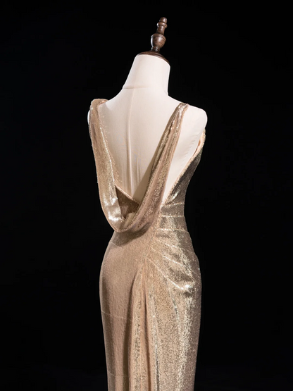 Sparkle Mermaid Asymmetrical Shoulder Straps Champagne Sequin Long Prom Dresses Impress 18th Birthday Outfits Prom Gown RB1879