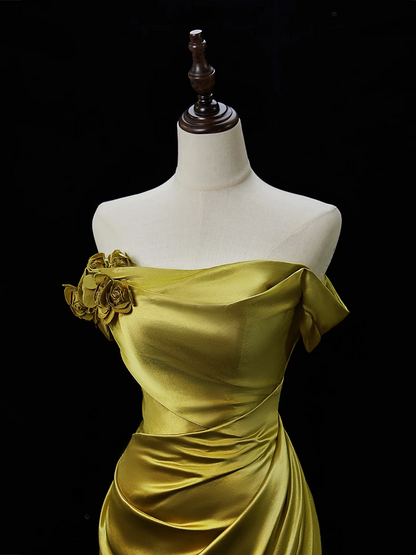 Elegant Mermaid Off The Shoulder Satin Green Long Prom Dresses Impress 18th Birthday Outfits Prom Gown RB1880