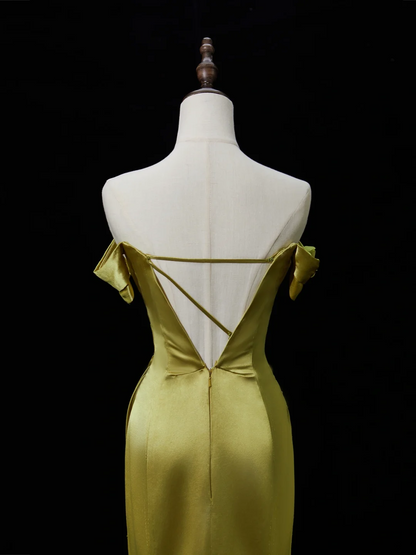 Elegant Mermaid Off The Shoulder Satin Green Long Prom Dresses Impress 18th Birthday Outfits Prom Gown RB1880