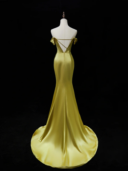 Elegant Mermaid Off The Shoulder Satin Green Long Prom Dresses Impress 18th Birthday Outfits Prom Gown RB1880