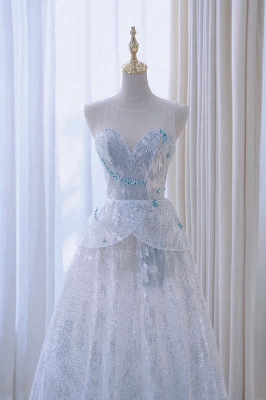 Retro Ball Gown Sweetheart Sequin Light Sky Blue Long Prom Dresses Impress 20th Birthday Outfits Prom Gown RB1892