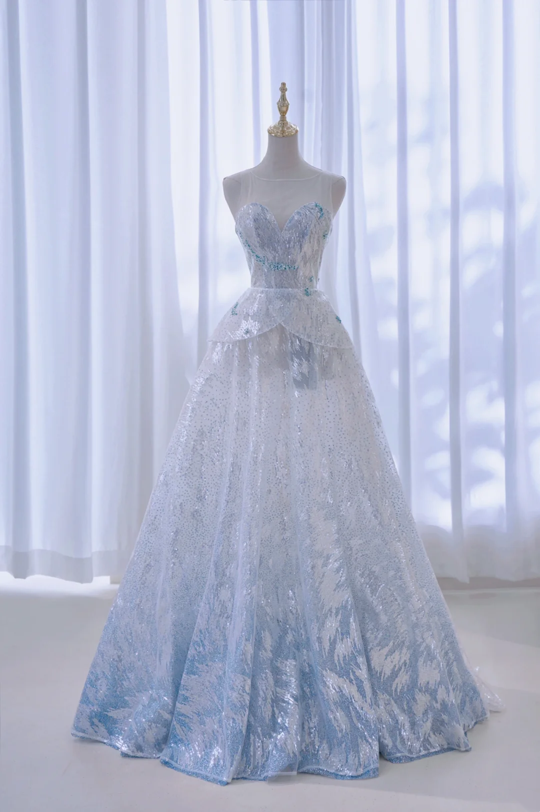Retro Ball Gown Sweetheart Sequin Light Sky Blue Long Prom Dresses Impress 20th Birthday Outfits Prom Gown RB1892