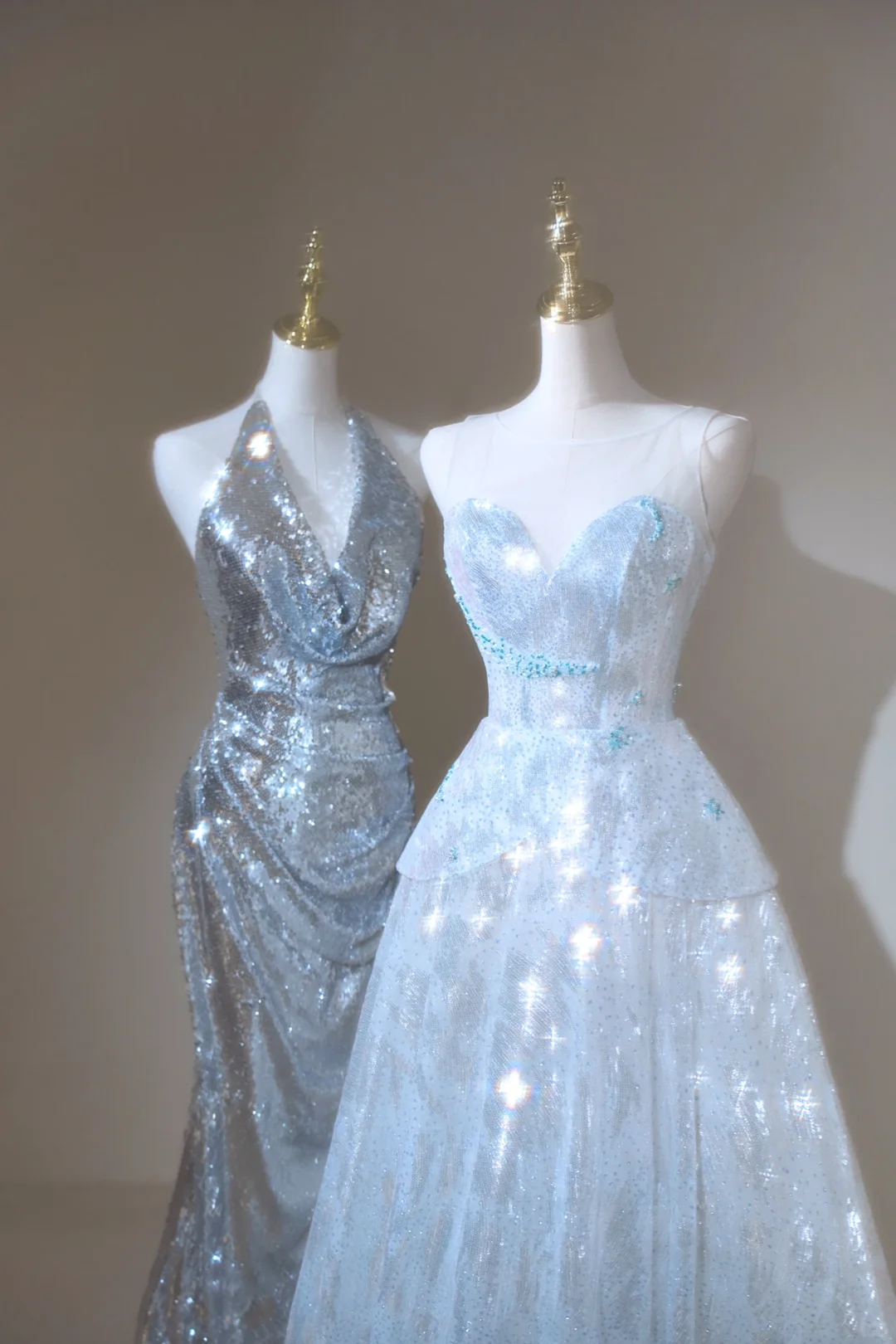 Retro Ball Gown Sweetheart Sequin Light Sky Blue Long Prom Dresses Impress 20th Birthday Outfits Prom Gown RB1892