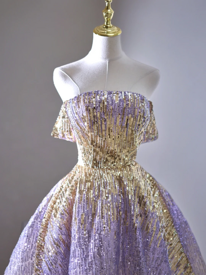 Retro Ball Gown Off The Shoulder Lilac Sequin Long Prom Dresses Impress 18th Birthday Outfits Prom Gown RB1899