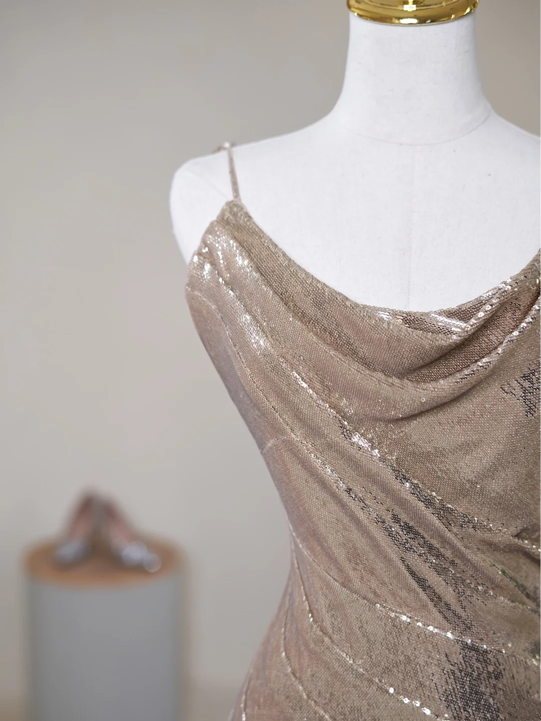 Sparkle Mermaid Asymmetrical Straps Champagne Sequin Long Prom Dresses Impress 19th Birthday Outfits Prom Gown RB1901
