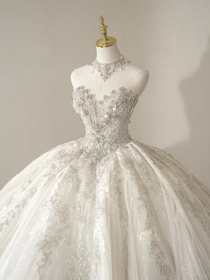 Princess Ball Gown Sweetheart Sleeveless Tulle Fitted Corset Long Wedding Dress Bridal Gown White Wedding Dresses RB1902