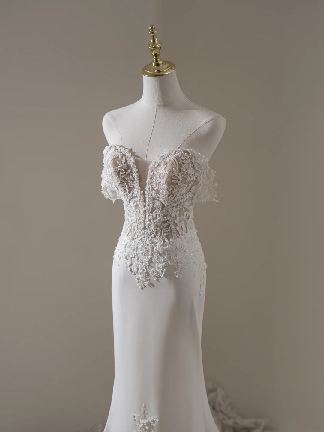 Princess Mermaid Off The Shoulder Short Sleeves Lace Fitted Long Wedding Dress Bridal Gown White Wedding Dresses RB1906