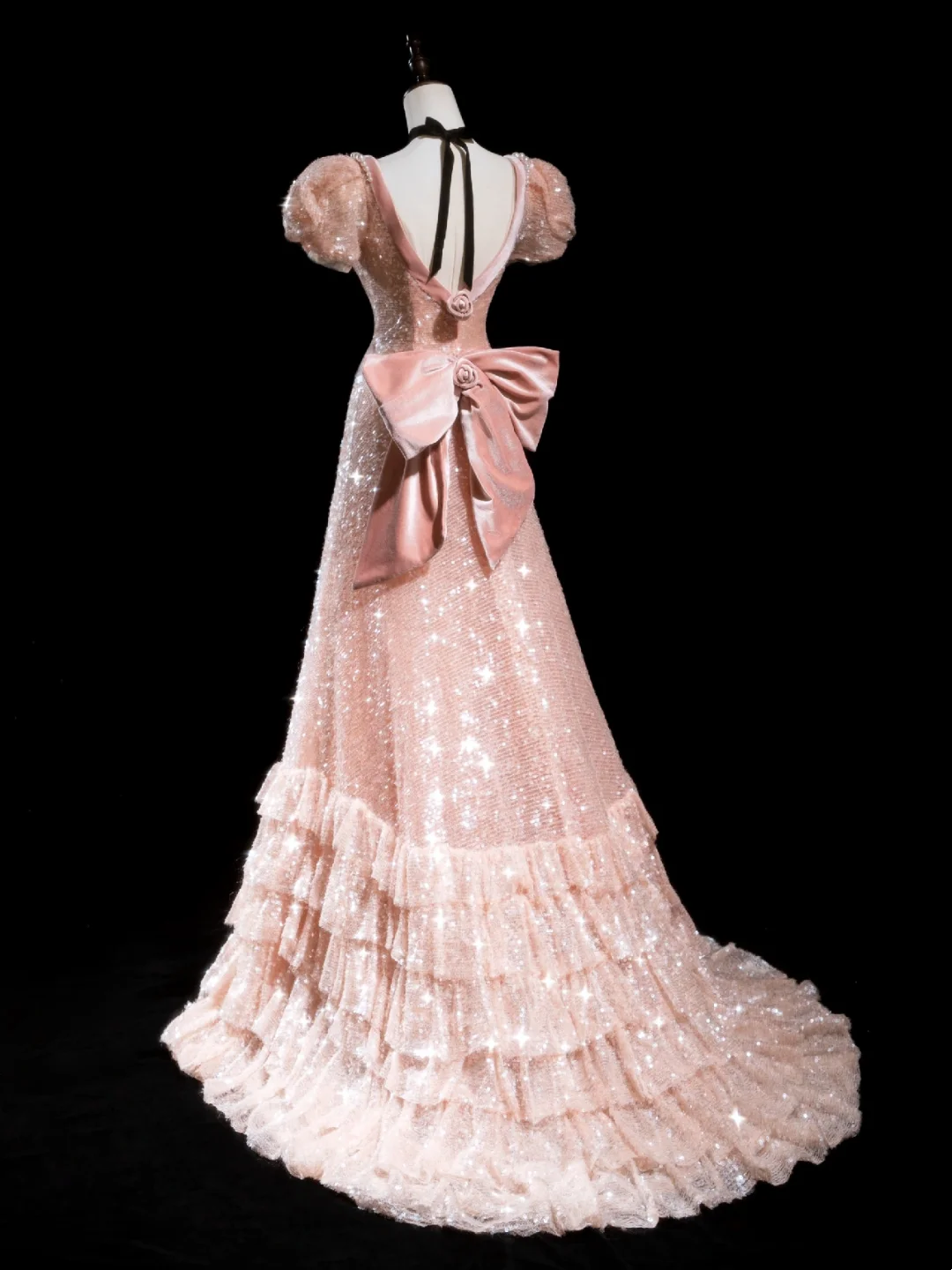 Retro A Line Sweetheart Blush Pink Velvet Sequin Long Prom Dresses Impress 18th Birthday Outfits Prom Gown RB1870