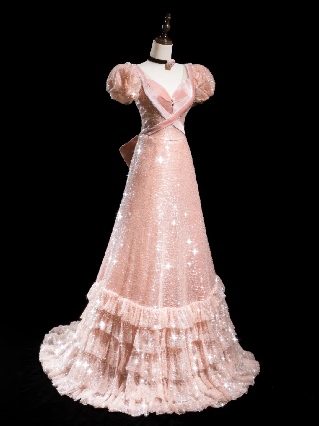 Retro A Line Sweetheart Blush Pink Velvet Sequin Long Prom Dresses Impress 18th Birthday Outfits Prom Gown RB1870