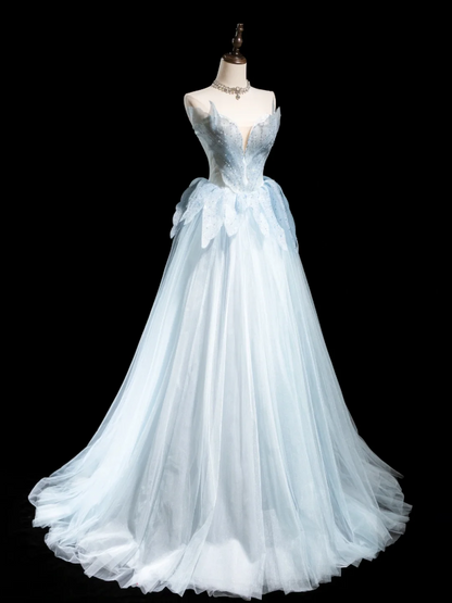 Pretty Ball Gown Sweetheart Light Sky Blue Tulle Senior Aesthetic Prom Dresses Prom Gowns Formal Outfits Graduation Dress RB1922